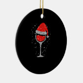 Kerstwijn Snowflakes Santa Hat Red Wine Keramisch Ornament (Rechts)