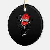 Kerstwijn Snowflakes Santa Hat Red Wine Keramisch Ornament (Links)