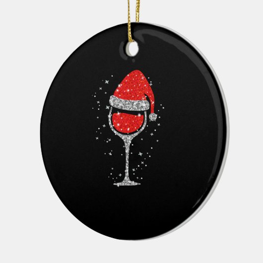 Kerstwijn Snowflakes Santa Hat Red Wine Keramisch Ornament (Links)