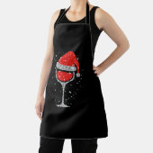 Kerstwijn Snowflakes Santa Hat Red Wine Schort (Insitu)