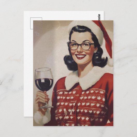 Kerstwijn Vrouw Briefkaart (Voorkant / Achterkant)