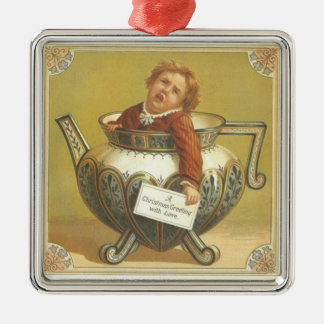 Kerstwijnen Metalen Ornament