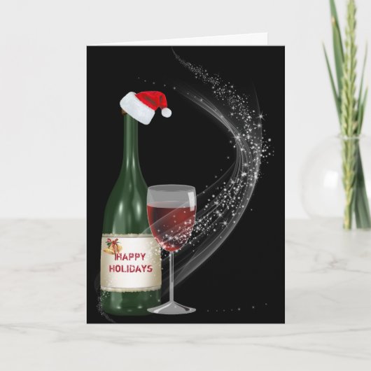 kerstwijnfles en -glas kaart (Voorkant)