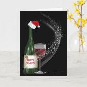 kerstwijnfles en -glas kaart (Gele Bloem)