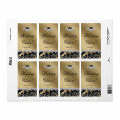 Kerstwijnlabel Glitter Leaves Gold Black Etiket (Full Sheet)