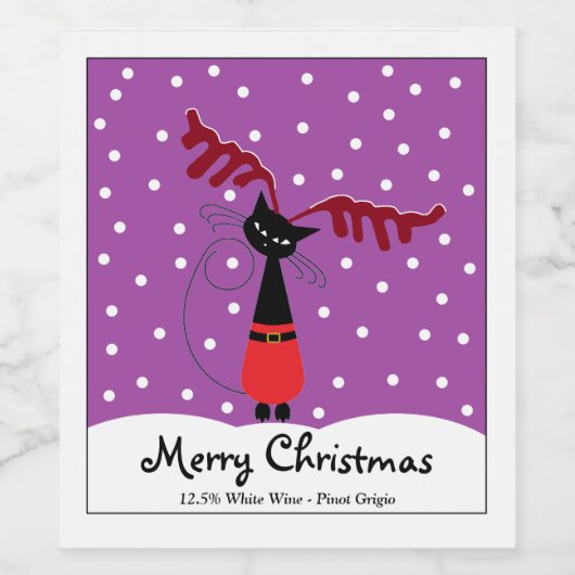 kerstwijnlabel rendieren wijn etiket (Enkel label)