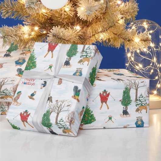 Kerstwild in Snowflakes Cadeaupapier (Feestdagen)