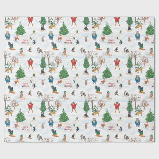 Kerstwild in Snowflakes Cadeaupapier (Vlak)