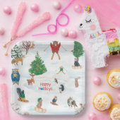 Kerstwild in Snowflakes Papieren Bordje (Feest)
