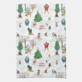 Kerstwild in Snowflakes Theedoek (Verticaal)