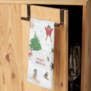 Kerstwild in Snowflakes Theedoek