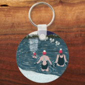 Kerstwild zwemmen in petten van Santa-wooly Sleutelhanger (Voorkant)