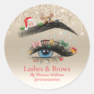 Kerstwimpers en wenkbrauwen Beauty Holiday Golden Ronde Sticker