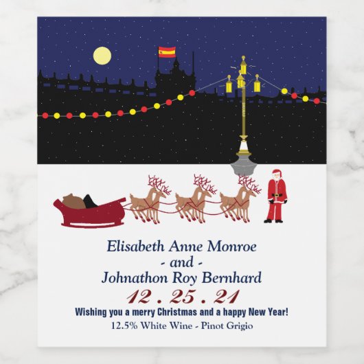 kerstwindenergie in Madrid Wijn Etiket (Enkel label)