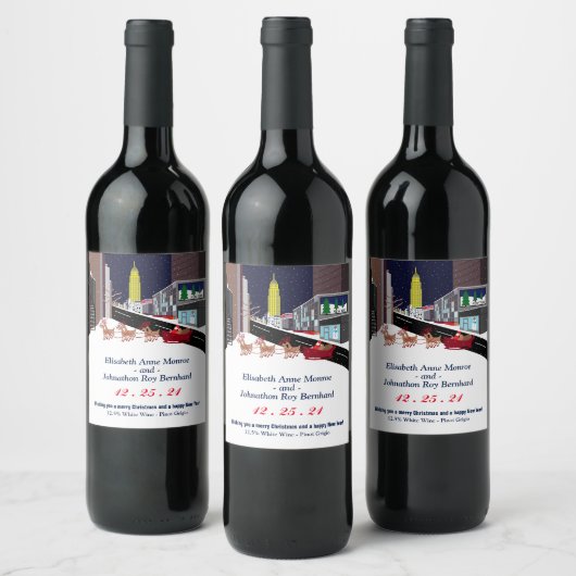 kerstwindenergie in New York Wijn Etiket (Flessen)