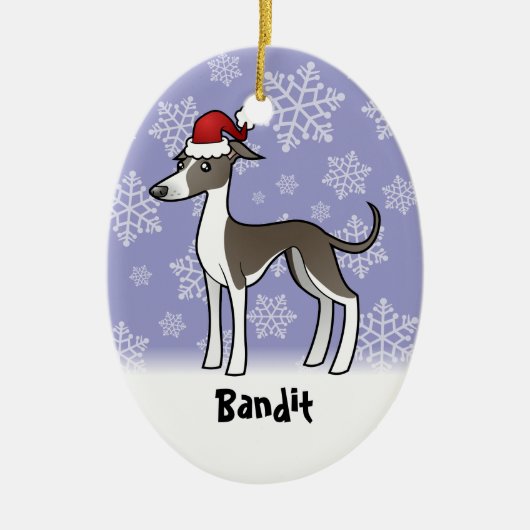 kerstwindhond/whippet/Italiaans kruidvat Keramisch Ornament (Voorkant)
