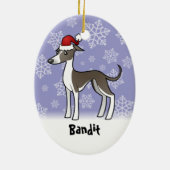 kerstwindhond/whippet/Italiaans kruidvat Keramisch Ornament (Achterkant)