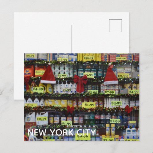 KerstWindows NYC Discount Store Fotografie Feestdagenkaart (Voorkant / Achterkant)