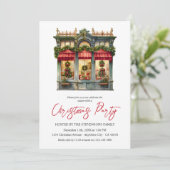 Kerstwinkel Elegant rood wit feestdag Kaart (Staand voorkant)