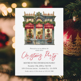 Kerstwinkel Elegant rood wit feestdag Kaart