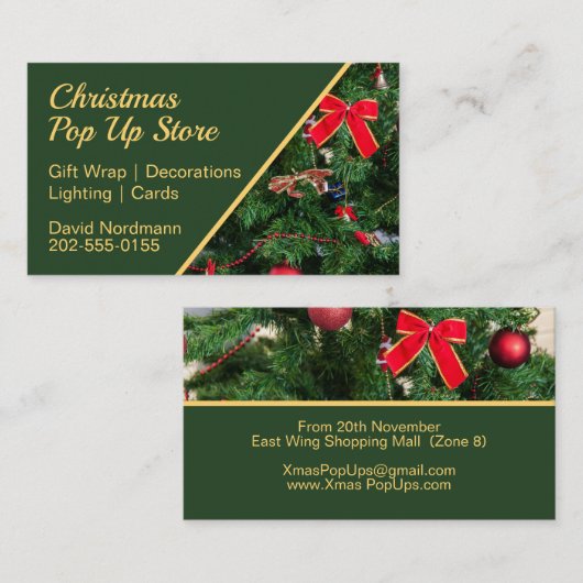 kerstwinkel Pop omhoog Visitekaartje (Voorkant / Achterkant)