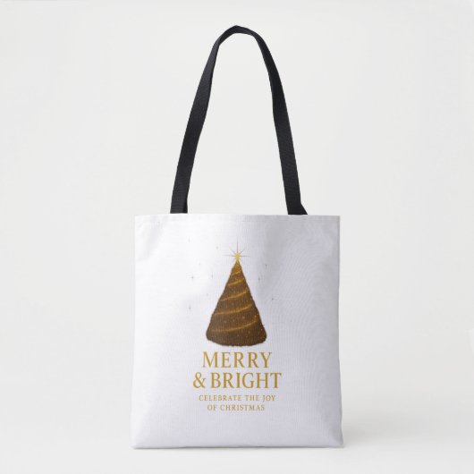 Kerstwinkel Tas Goud Merry & Bright (Voorkant)