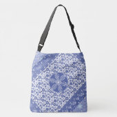 Kerstwinkelen Elegante Blauwe Sneeuwvlokken Crossbody Tas (Achterkant)