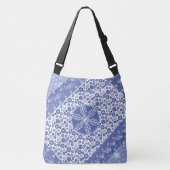 Kerstwinkelen Elegante Blauwe Sneeuwvlokken Crossbody Tas (Voorkant)