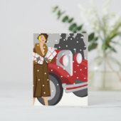 Kerstwinkelen in de sneeuw briefkaart (Staand voorkant)