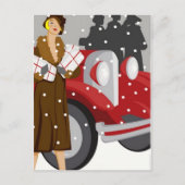 Kerstwinkelen in de sneeuw briefkaart (Voorkant)