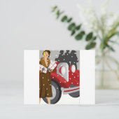 Kerstwinkelen in de sneeuw briefkaart (Staand voorkant)