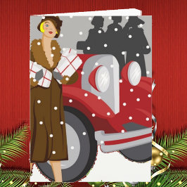 Kerstwinkelen in de sneeuw feestdagen kaart