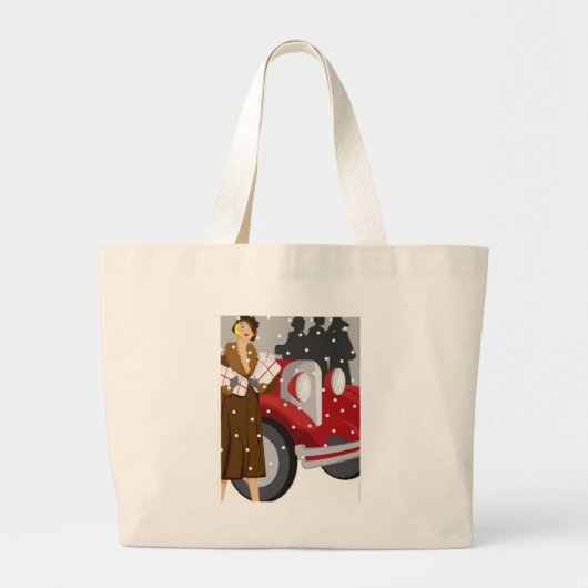 Kerstwinkelen in de sneeuw grote tote bag (Voorkant)