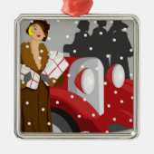 Kerstwinkelen in de sneeuw metalen ornament (Voorkant)