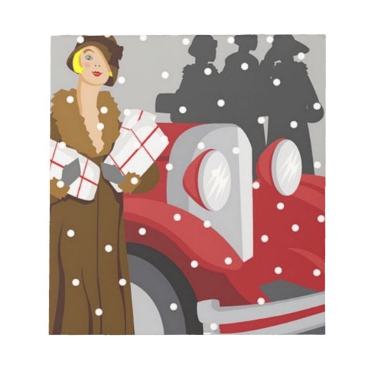 Kerstwinkelen in de sneeuw notitieblok (Voorkant)