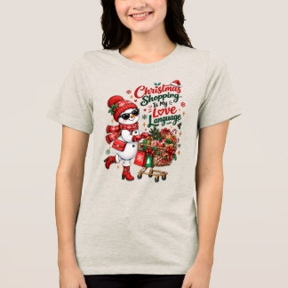 Kerstwinkelen Is Mijn Liefdestaal Sneeuwman Tri-Blend Shirt
