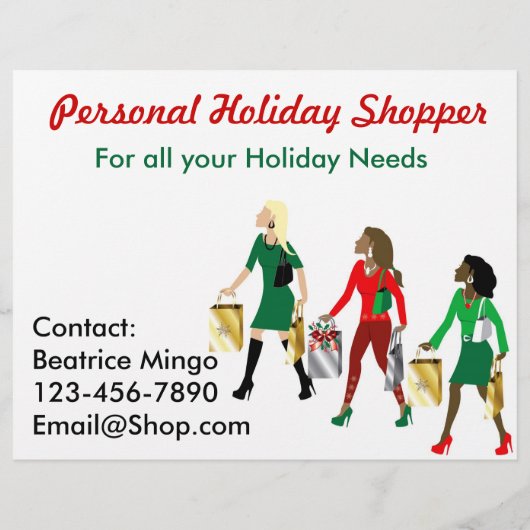 Kerstwinkelen met mode geklede tassen flyer (Achterkant)