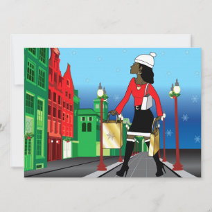 Kerstwinkelen met mode geklede tassen kaart