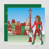 Kerstwinkelen met mode geklede tassen kaart (Voorkant / Achterkant)