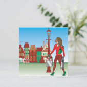 Kerstwinkelen met mode geklede tassen kaart (Staand voorkant)