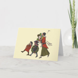 Kerstwinkelen met ouderwetse charme, leuk voor het feestdagen kaart