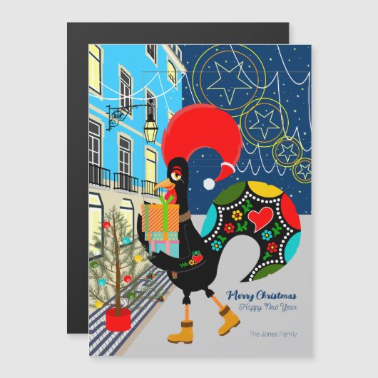 Kerstwinkelen Portugese Rooster kaart (Voorkant / Achterkant)