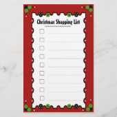 kerstwinkellijst briefpapier (Voorkant)