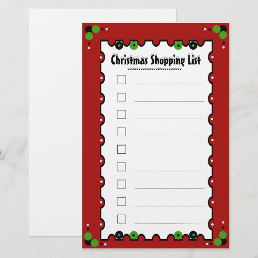 kerstwinkellijst briefpapier (Voorkant / Achterkant)