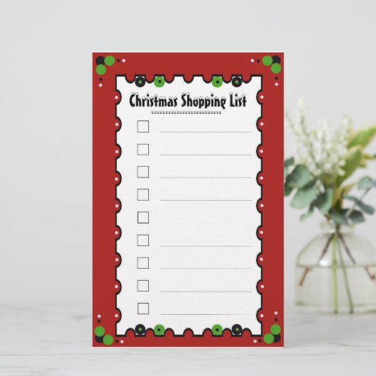 kerstwinkellijst briefpapier (Staand voorkant)