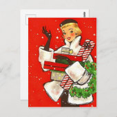 Kerstwinkelmeisje, feestdag briefkaart (Voorkant / Achterkant)