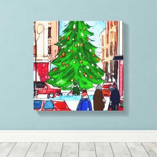 kerstwinkels canvas afdruk (Insitu (Houten vloer))