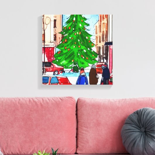 kerstwinkels canvas afdruk (Insitu (Woonkamer))