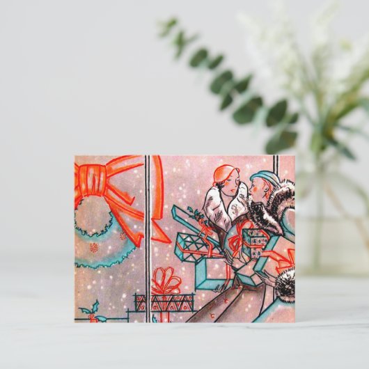 kerstwinkels feestdagenkaart (Staand voorkant)