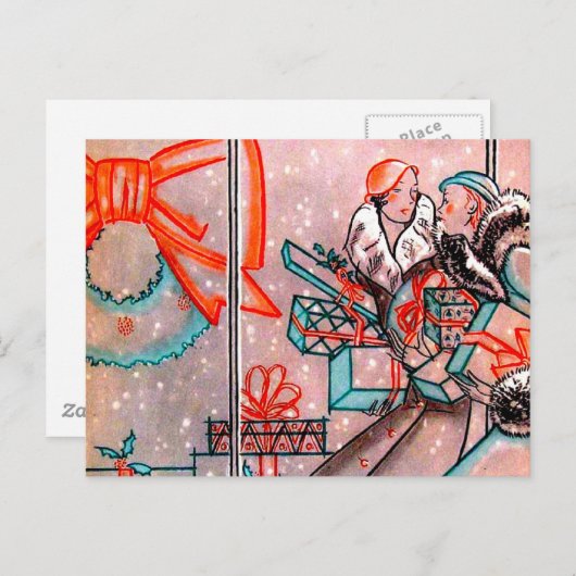 kerstwinkels feestdagenkaart (Voorkant / Achterkant)